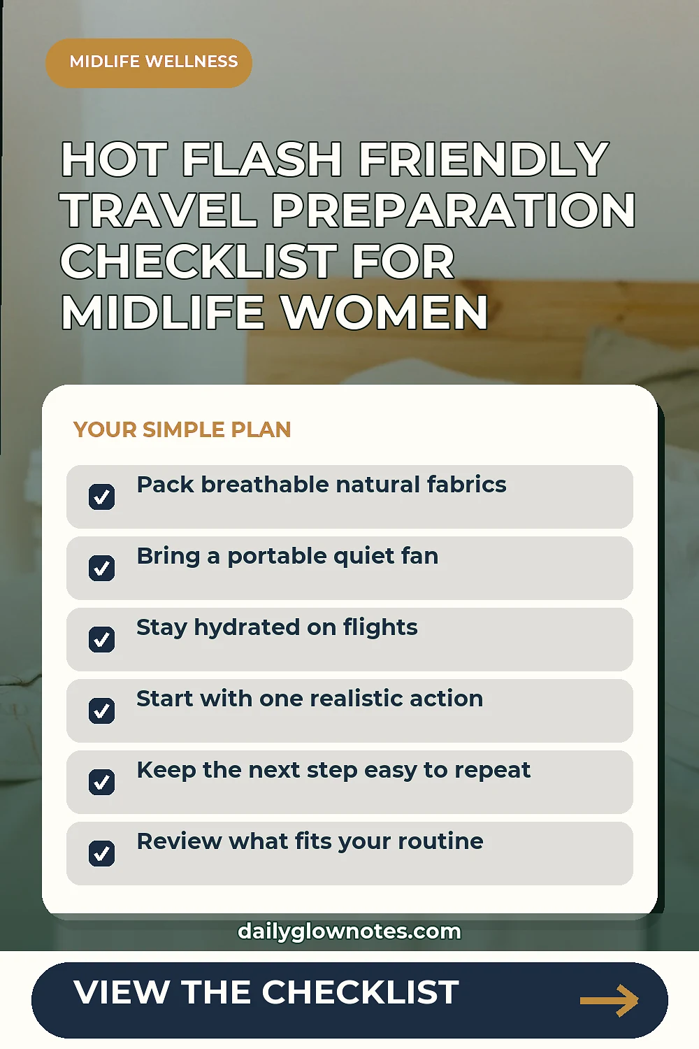 Hot Flash Friendly Travel Preparation Checklist for Midlife Women